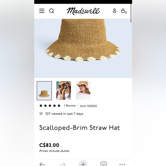 New Scalloped-Brim Straw Hat Madewell - Picture 4 of 4